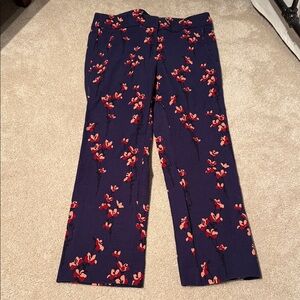 LOFT Navy Floral Straight Leg Pants